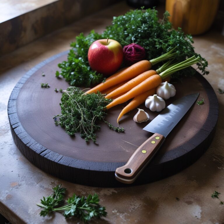 Round wood cutting board